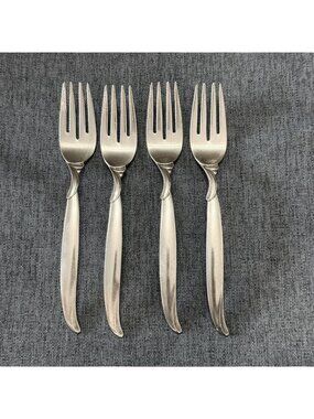 4 International Silver 1847 Rogers Bros FLAIR Silverplate Salad Forks 1956
